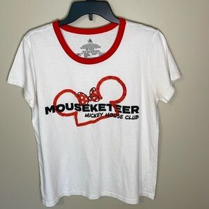 DISNEY PARKS White and Red Minnie “Mouseketeer” Short Sleeve Tee Short Size L